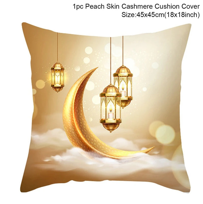 2024 Eid Mubarak Pillowcase Decor for Home Sofa Cushion Cover Islamic Ramadan Kareem Decoration Mosque Muslim Pillow Cover Gifts