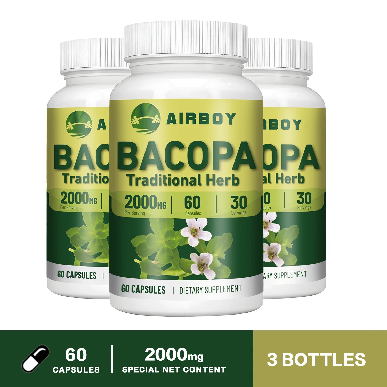 Bacopa Monnieri Extract - Boosts Brain Health Supports Performance Cognition and Focus Enhances Energy and Stamina