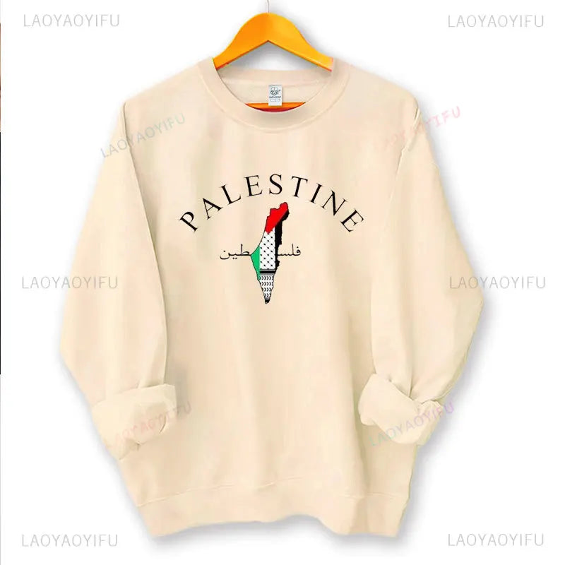 Vintage Printed Palestine Sweatshirt Round Neck Top Pullover For Men Women Casual Streetwear Hoodies New Autumn winter Hoody