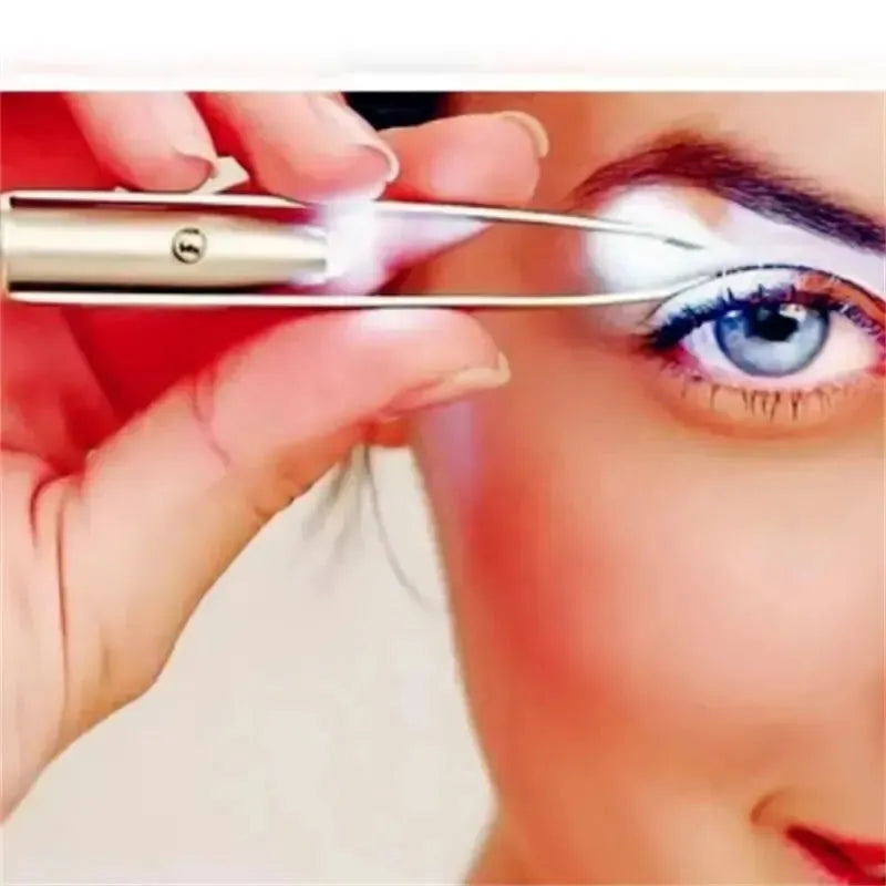 1pc Portable Stainless Steel Smart Design Eyebrow Hair Remove Tweezer With LED Light Makeup Tool