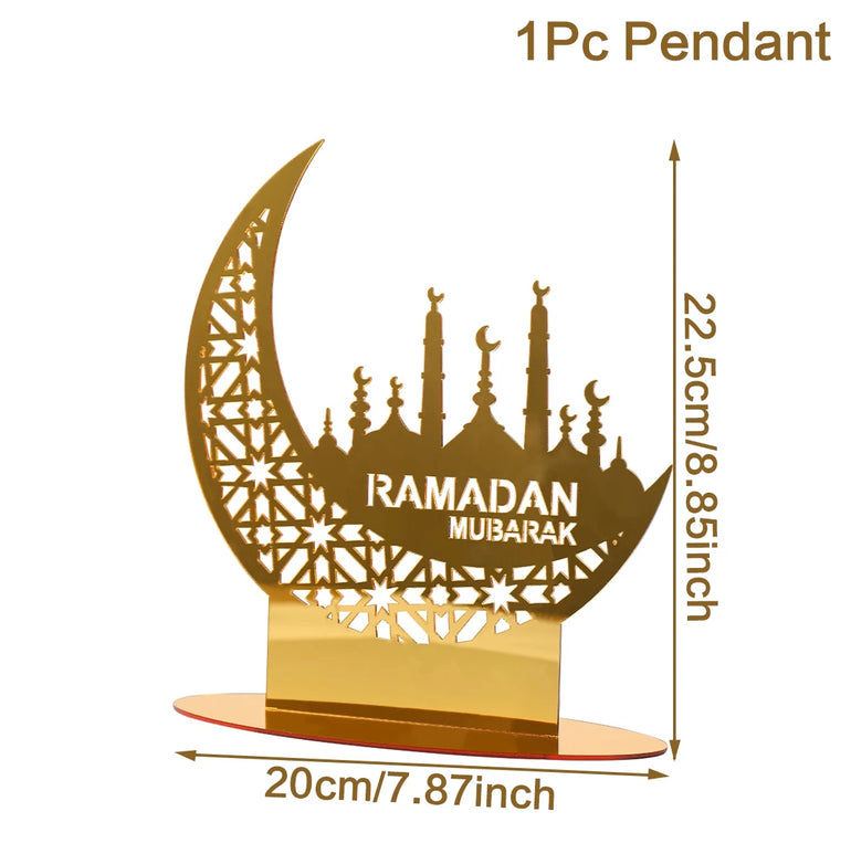 Ramadan Mubarak Acrylic Ornament 2025 Eid Mubarak Ramadan Kareem Decoration for Home Islamic Muslim Party Decor Eid Al Adha Gift