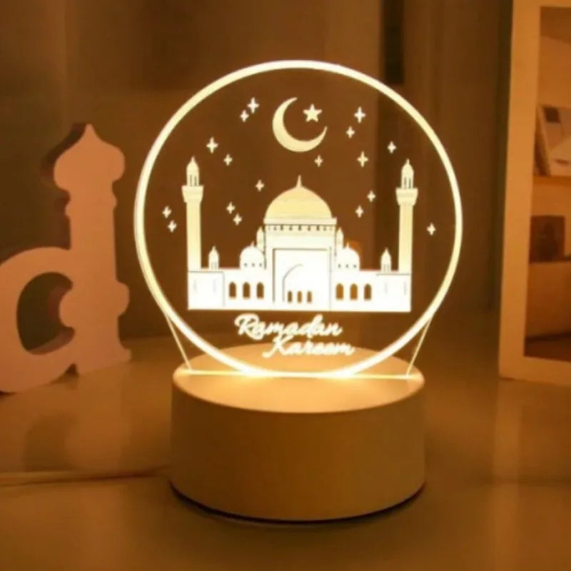 Eid Mubarak 3D Led Lamp Ramadan Night Light Led Moon Star Eid Bedroom Decoration Light Ornament Ramadan Decoration For Home 2025