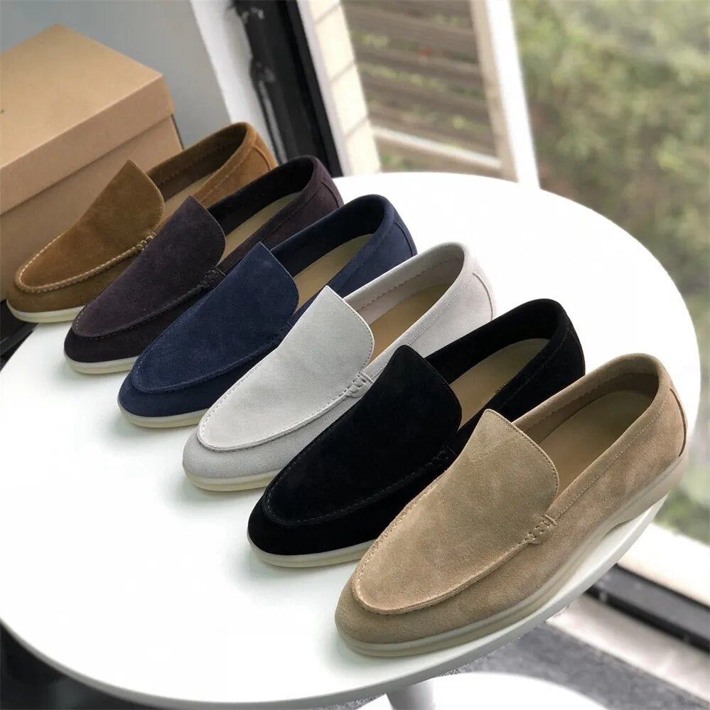 Leather flat bottom casual shoes for Men