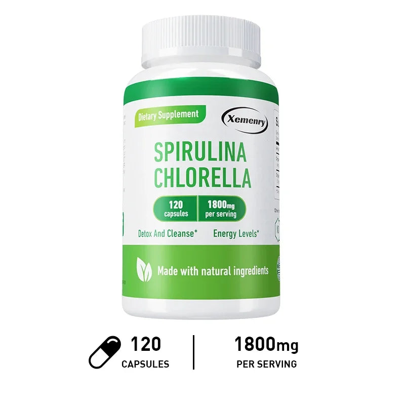 Spirulina Chlorella Capsules - Used for Immunity, Antioxidants, and Energy Support, Antioxidant