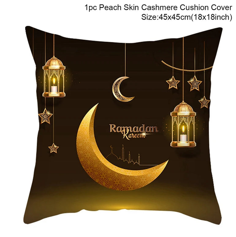 2024 Eid Mubarak Pillowcase Decor for Home Sofa Cushion Cover Islamic Ramadan Kareem Decoration Mosque Muslim Pillow Cover Gifts