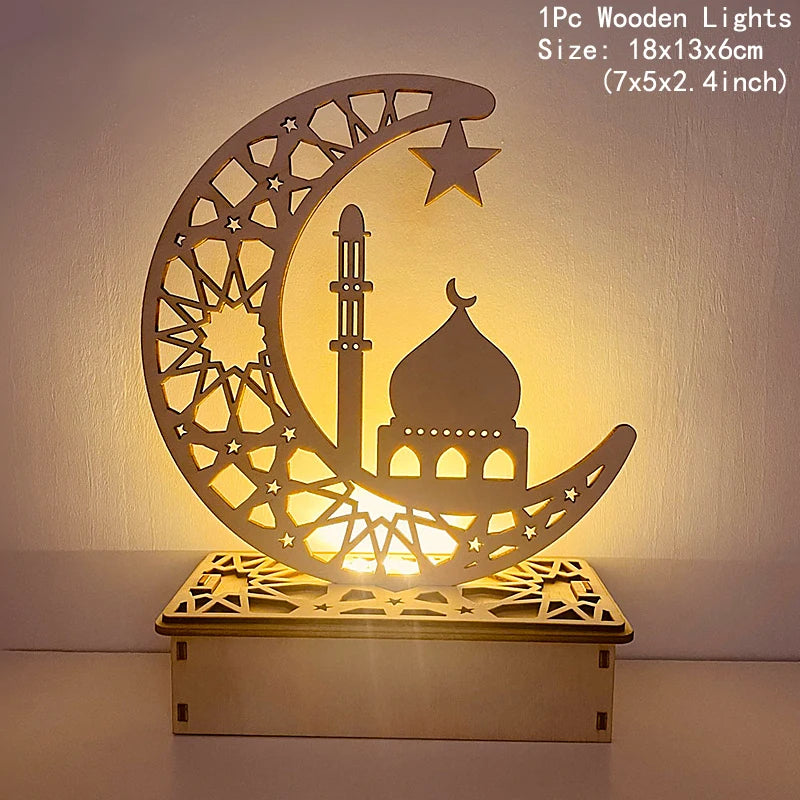 Ramadan Decoration Festival Wooden Moon Star Lights Deco Bedroom Decoration Ramadan 2023 Ramadan Party Lighting Decorative Lamps