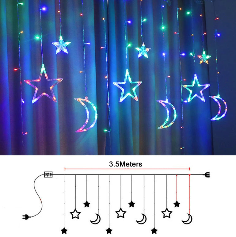 Star Moon Led Curtain Garland String Light EID Mubarak Ramadan Decorations for Home 2024 Islam Muslim Event Party Supplies Gift