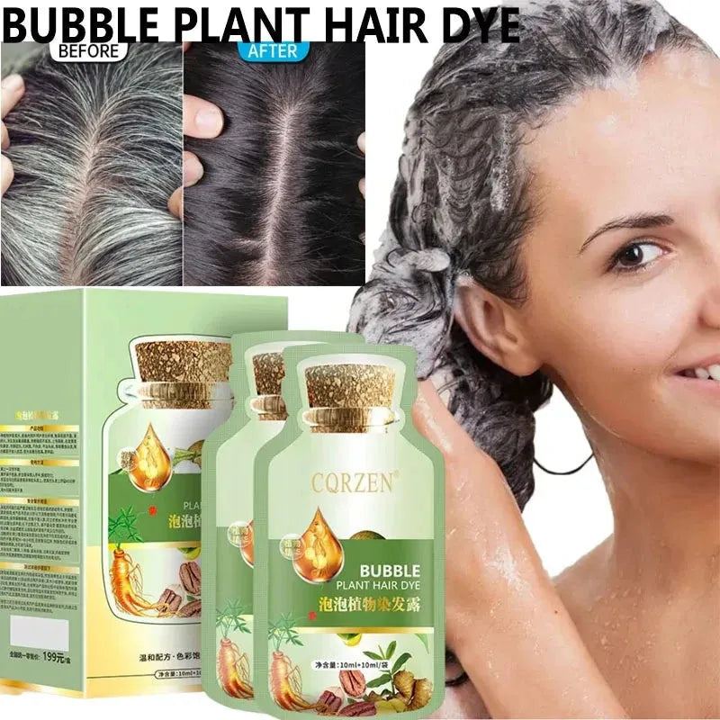 Pure natural herbal hair dye shampoo, non-irritating repair, gray and white, stylish hair care, men and women