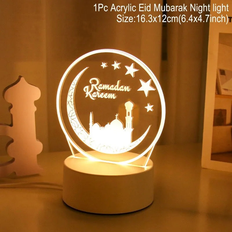 Eid Mubarak 3D Led Lamp Ramadan Night Light Led Moon Star Eid Bedroom Decoration Light Ornament Ramadan Decoration For Home 2025