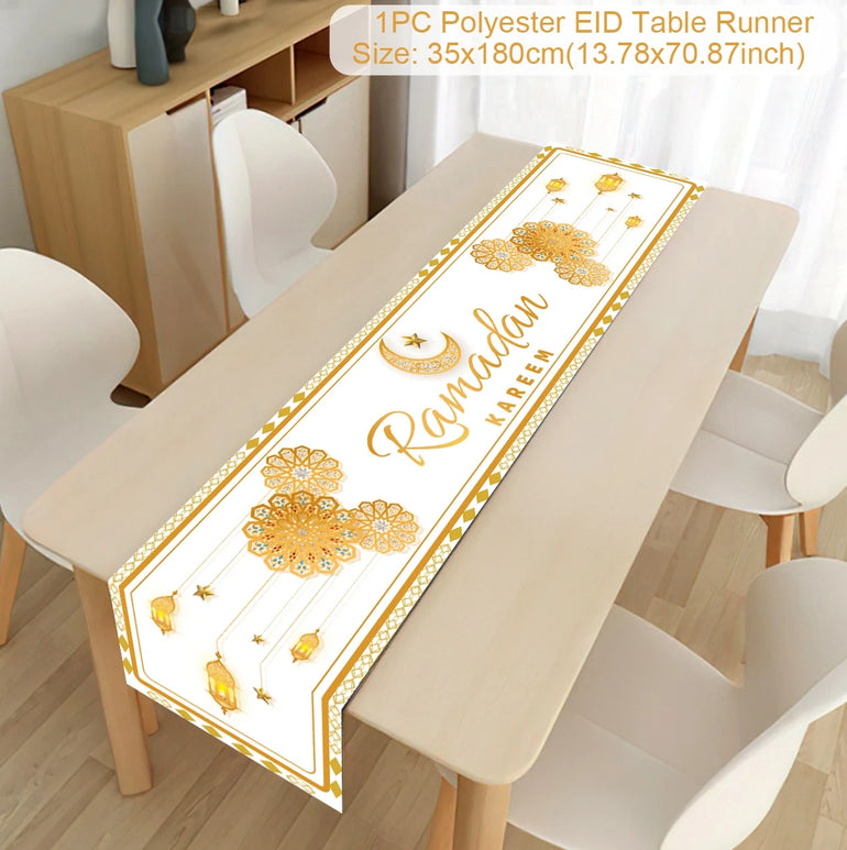 Ramadan Decoration Table Runner EID Mubarak Decor 2025 For Home Tablecloth Ramadan Kareem Islamic Muslim Party Eid Al-Fitr Gifts