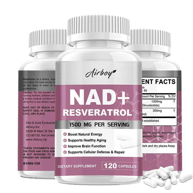 NAD+ Resveratrol Supplements - Natural Energy, Anti-aging and Cellular Health, Strengthens The Immune System