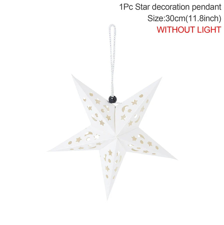 Hollow Star Hanging Pendant Eid Mubarak Ramadan Kareem Decoration Lantern 2024 Islamic Muslim Party Supplies Christmas Birthday