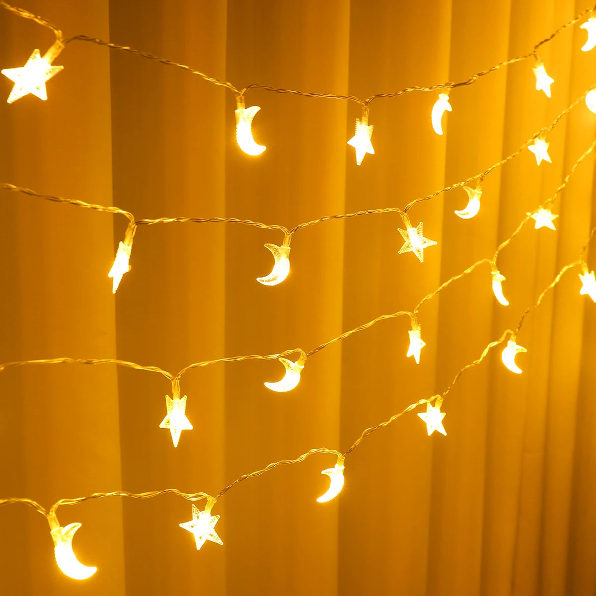 EID Mubarak LED String Lights Islam Muslim Party Moon Star String Lights Ramadan Kareem Decoration 2025 for Home Al-Fitr Gifts