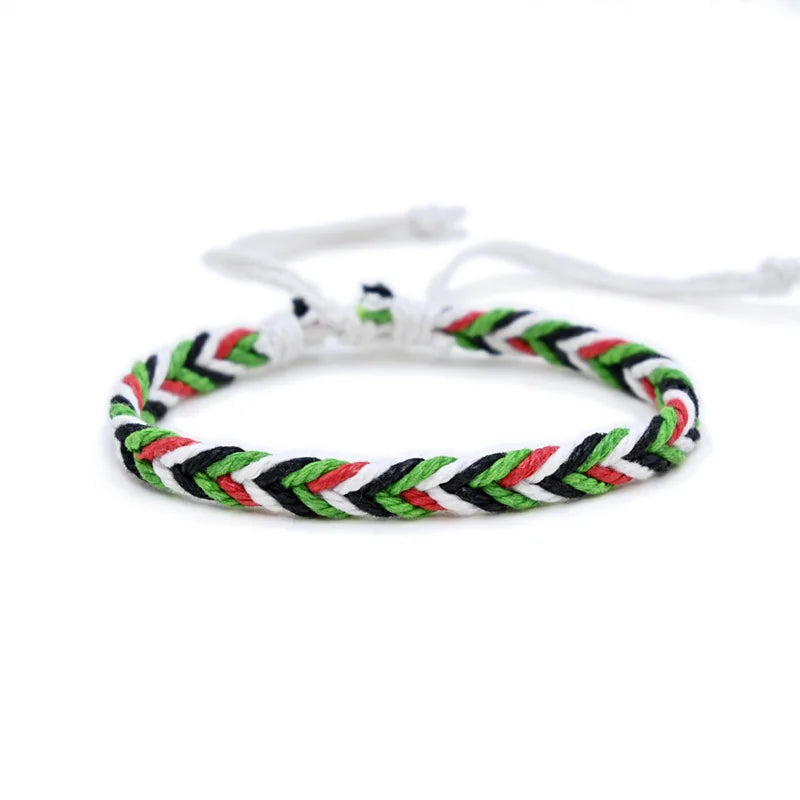 Multicolor Manual Weave Palestine Bracelet Gaza Color Arabic Ethnic Style Men Women Adjustable  Accessories Gifts hépīng Peace