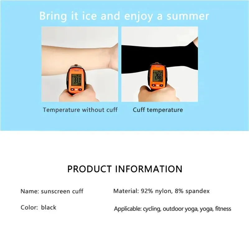 1 Pair Summer Finger Sleeve Ice Cool Wearing High Elastic Elbow Spring Outdoor Riding Fingerless Fishing Custom Ice Silk Sleeve