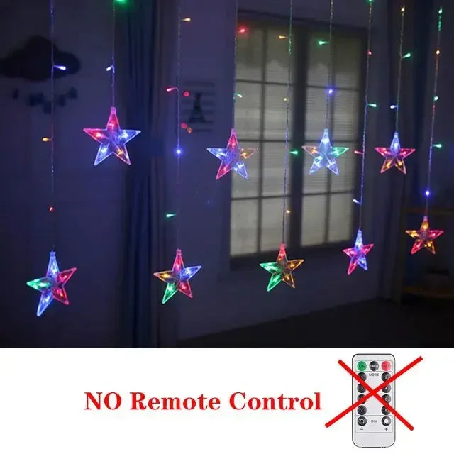 Star Moon Led Curtain Garland String Light EID Mubarak Ramadan Decoration for Christmas Home 2025 Islam Muslim E