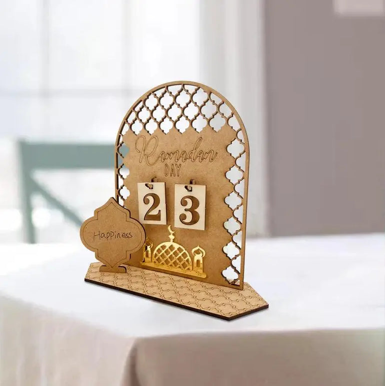 Wooden Ramadan Countdown Calendar Gifts Day of Ramadan Calendar with Replacing Number 2024 Eid Mubarak Home Decoration Ornament