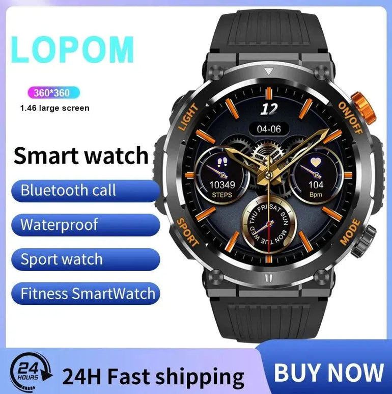 LOPOM HT17 Military Smart Watch for Men Outdoor Sport Fitness Tracker Health Monitoring Smartwatch Women Bluetooth Call Bracelet