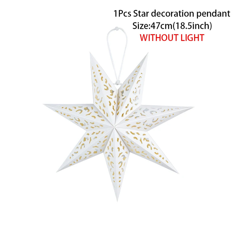 35/45/75cm Hollow Out Star Hanging Pendant Eid Mubarak Decorative Home Islam Muslim Light Paper Lantern Stars Lampshade Decor