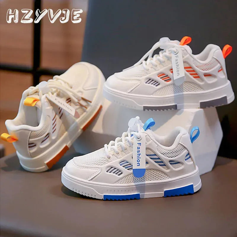 Children's Spring and Autumn Sports Board Shoes Kids Boys Trend Breathable Sneakers Basketball Shoes Grils All-match White Shoes