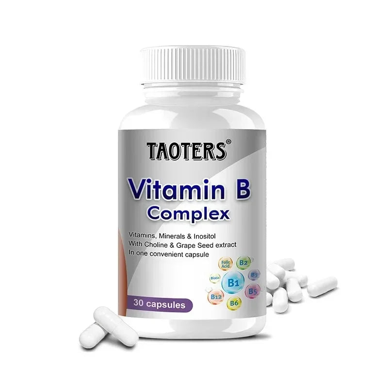 B-Complex Vitamin Capsules - Vitamins and Minerals, Immune System and Energy, Nervous System, Metabolism Support