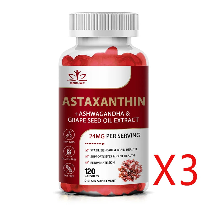 SNGHWE 24mg Astaxanthin Capsules Improves Eye, Joint, Skin Health And Energy Levels-Supports Heart Health, Immune System