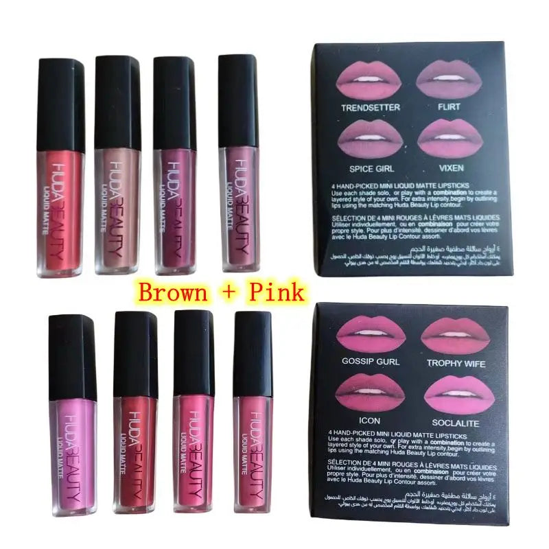 Nude Pink Red Liquid Matte Lip Gloss Kit Waterproof Lip Glaze Tint Non-stick Non-Fading Lipstick Lip Makeup Cosmetic Lip Care