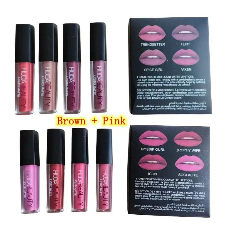 Nude Pink Red Liquid Matte Lip Gloss Kit Waterproof Lip Glaze Tint Non-stick Non-Fading Lipstick Lip Makeup Cosmetic Lip Care