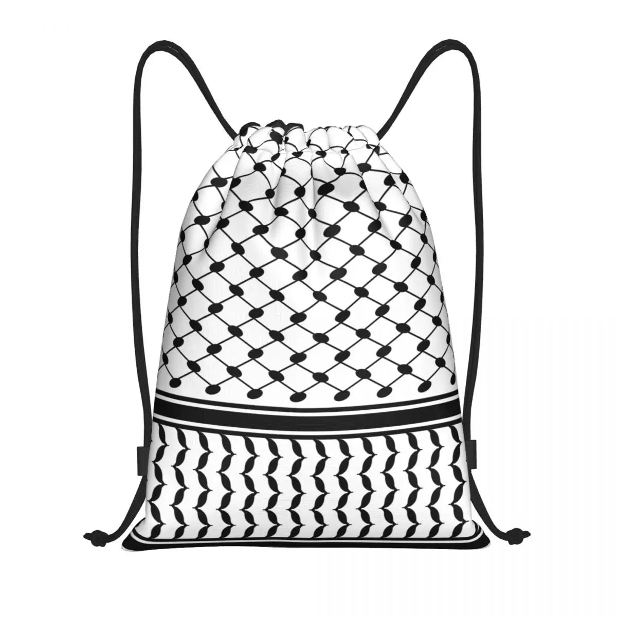 Custom Arabic Keffiyeh Traditional Pattern Drawstring Backpack Sports Gym Bag for Women Tatreez Embroidery Art Training Sackpack