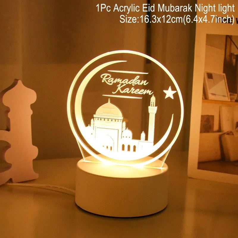 Eid Mubarak 3D Led Lamp Ramadan Night Light Led Moon Star Eid Bedroom Decoration Light Ornament Ramadan Decoration For Home 2025