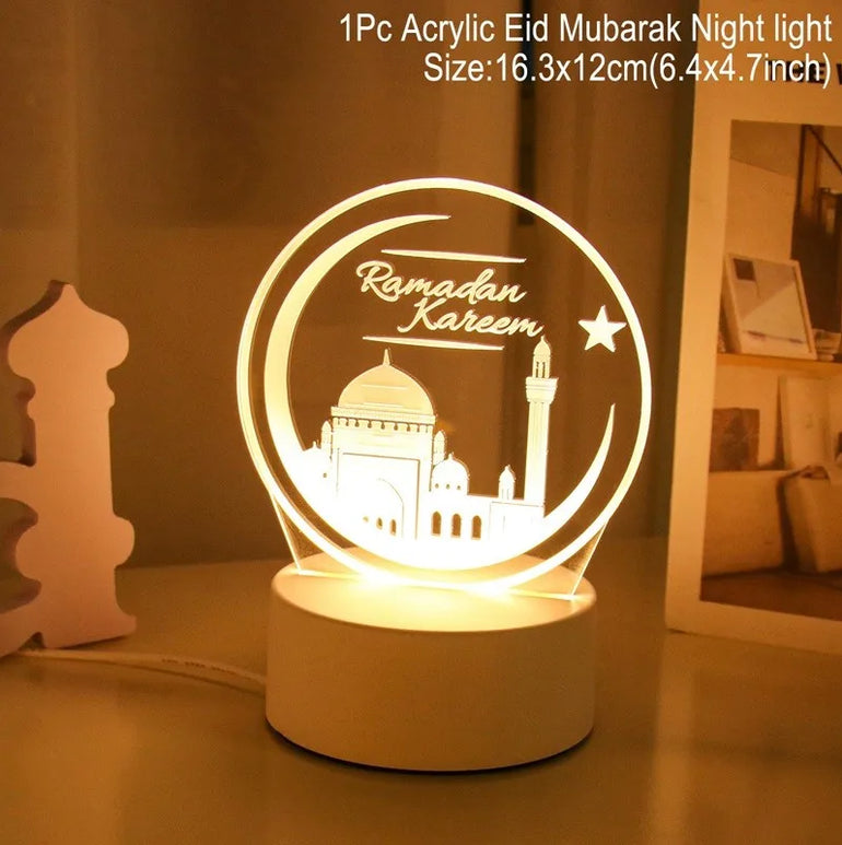 Eid Mubarak 3D Led Lamp Ramadan Night Light Led Moon Star Eid Bedroom Decoration Light Ornament Ramadan Decoration For Home 2025