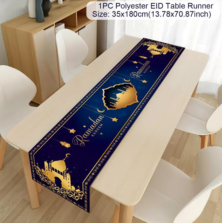 Ramadan Decoration Table Runner EID Mubarak Decor 2025 For Home Tablecloth Ramadan Kareem Islamic Muslim Party Eid Al-Fitr Gifts