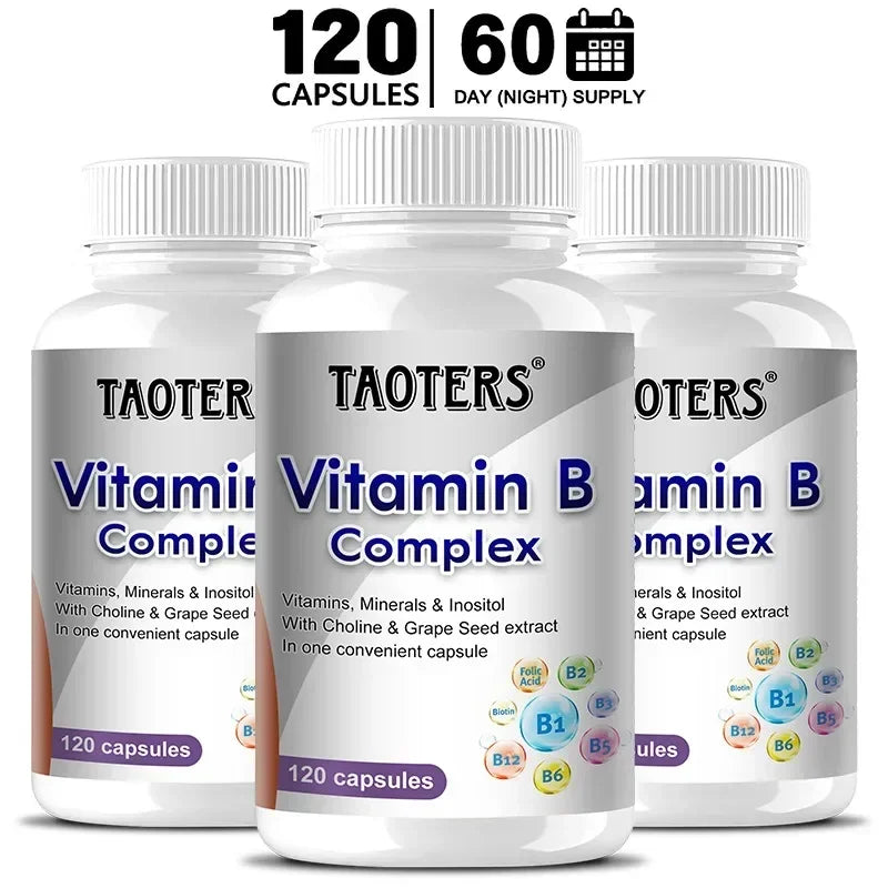 B-Complex Vitamin Capsules - Vitamins and Minerals, Immune System and Energy, Nervous System, Metabolism Support