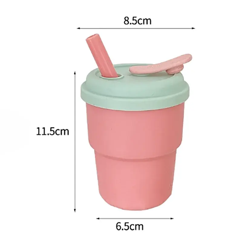 380ml Plastic Straw Cup With Lid Creative Coffee Mug with Straw Portable Juice Milk Water Bottle Heat Resistant Drinking Cup