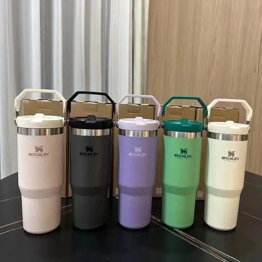 2024 NEW Stanley 30oz Tumbler With Handle Leopard Tumbler With Straw Lids Stainless Steel Coffee Termos Cup Car Mugs Vacuum Cup