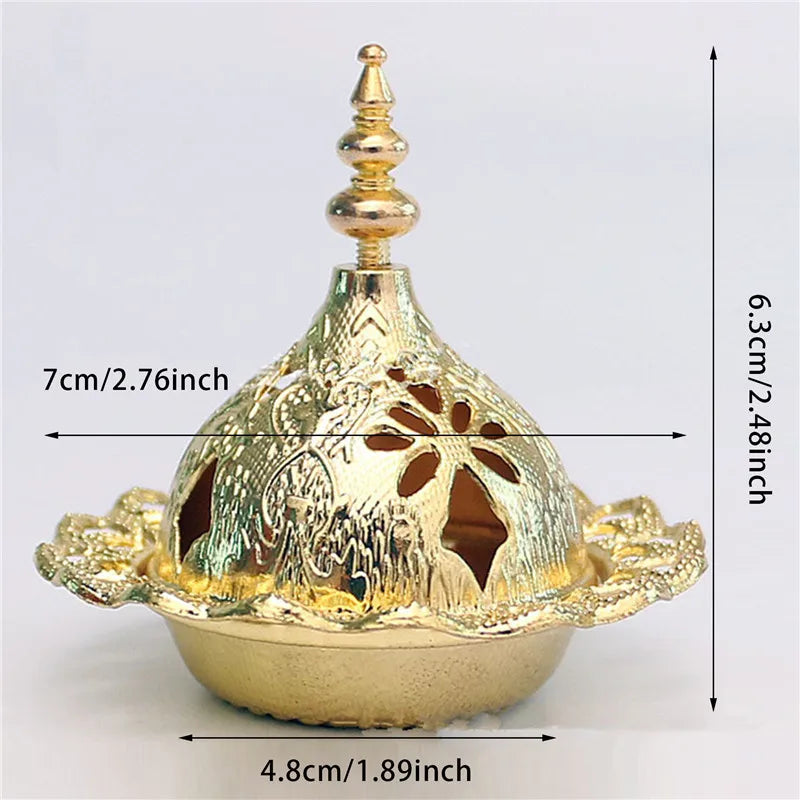 2024 Muslim Eid Mubarak Star Moon Mini Portable Golden Incense Tower Ornaments Ramadan Decor for Home Ramadan Kareem Party Decor