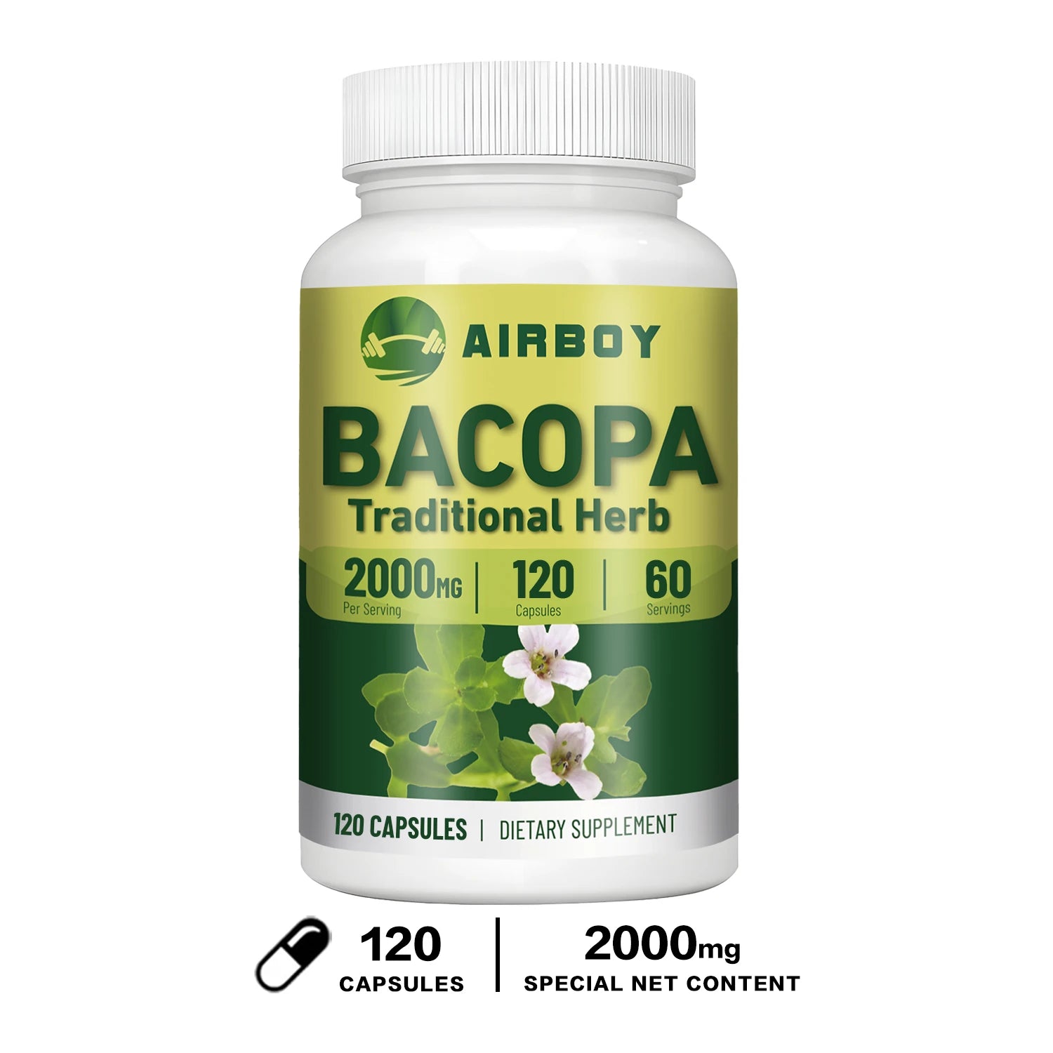 Bacopa Monnieri Extract - Boosts Brain Health Supports Performance Cognition and Focus Enhances Energy and Stamina