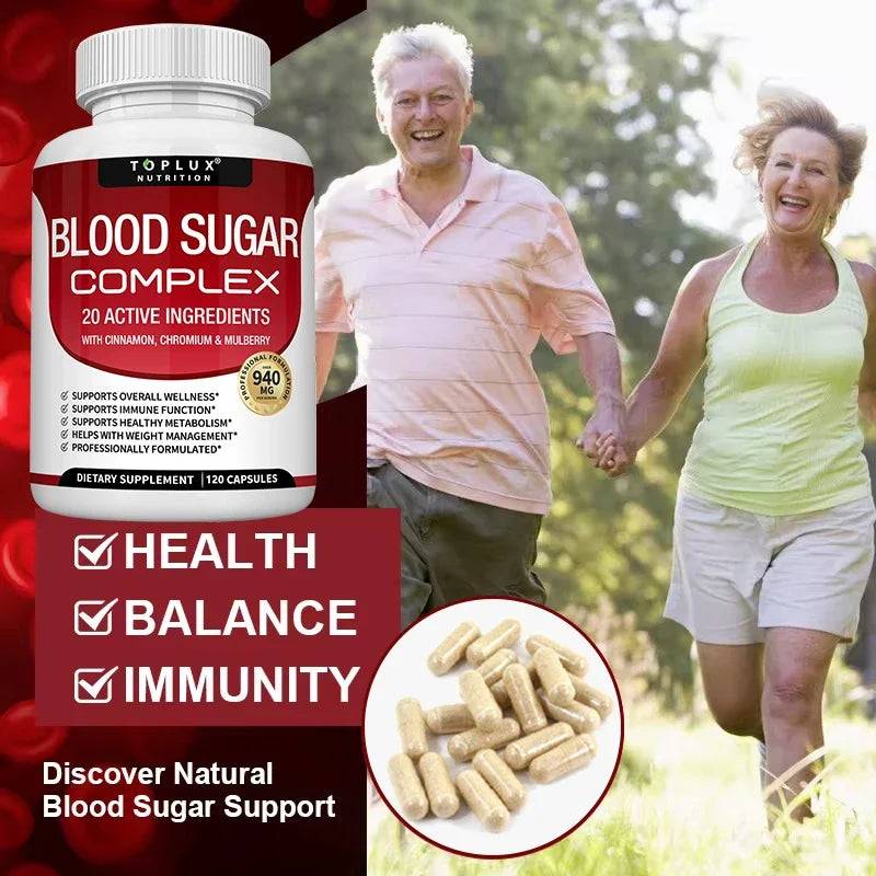 Blood Sugar Complex - 20 Active Ingredients To Support Healthy Blood Sugar Balance, Improve Metabolism and Immune Function