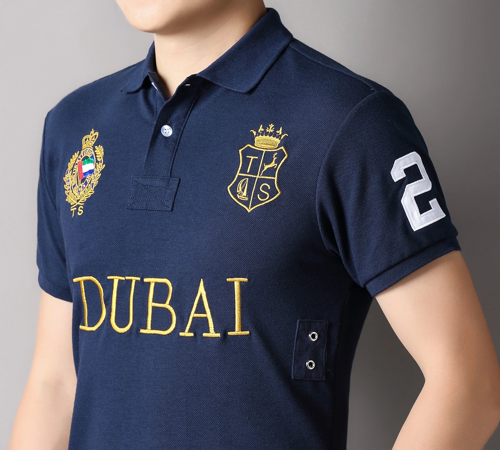 Men's polo shirt UAE Dubai short Royal casual  sport party high-end cotton embroidery luxury contrast color original design