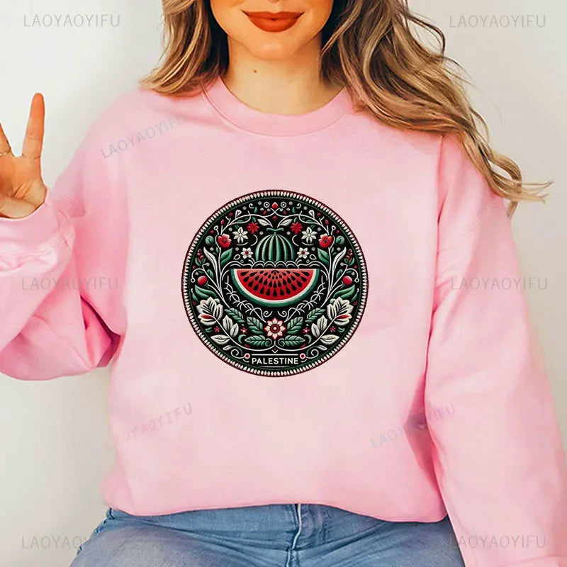 Vintage style Watermelon Graphic Sweatshirt Funny Fruit Shirt Human Rights Sweater Protest Tee Unisex Long Sleeves Sweatshirts