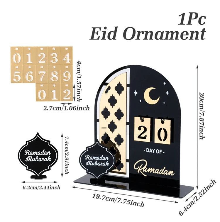 Ramadan Countdown Calendar Acrylic Eid Mubarak Ornament Kareem Ramadan Decoration 2025 For Home Islamic Muslim Party Decor Gifts