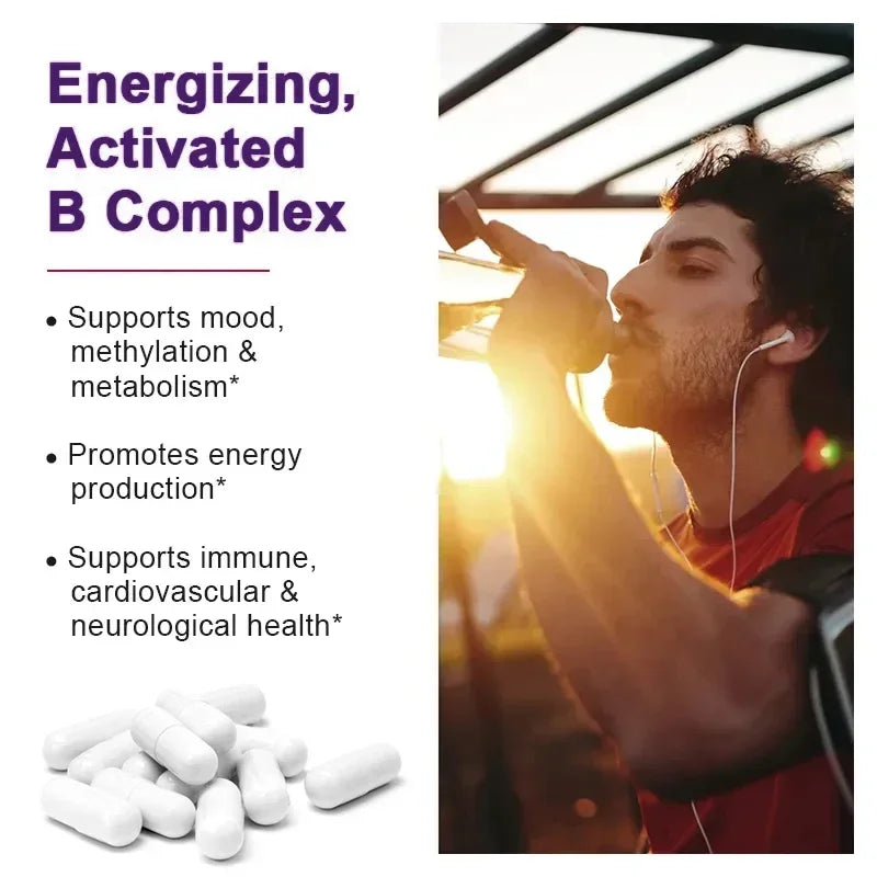 B-Complex Vitamin Capsules - Vitamins and Minerals, Immune System and Energy, Nervous System, Metabolism Support