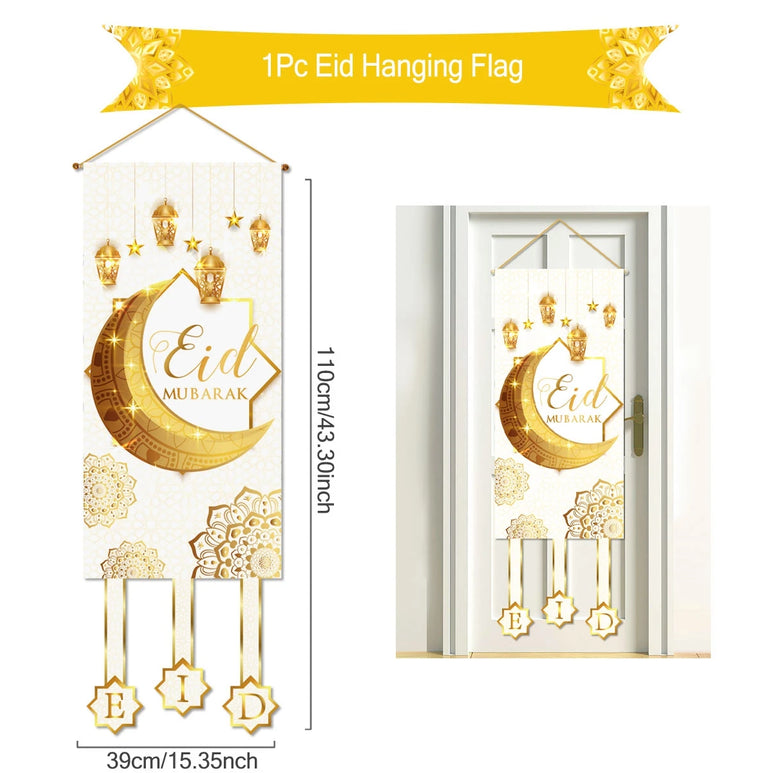 Eid Mubarak Decoration 2025 Hanging Flag Ramadan For Home Door Islamic Muslim Party Decor Ramadan Kareem Banner Eid Al-Fitr Gift