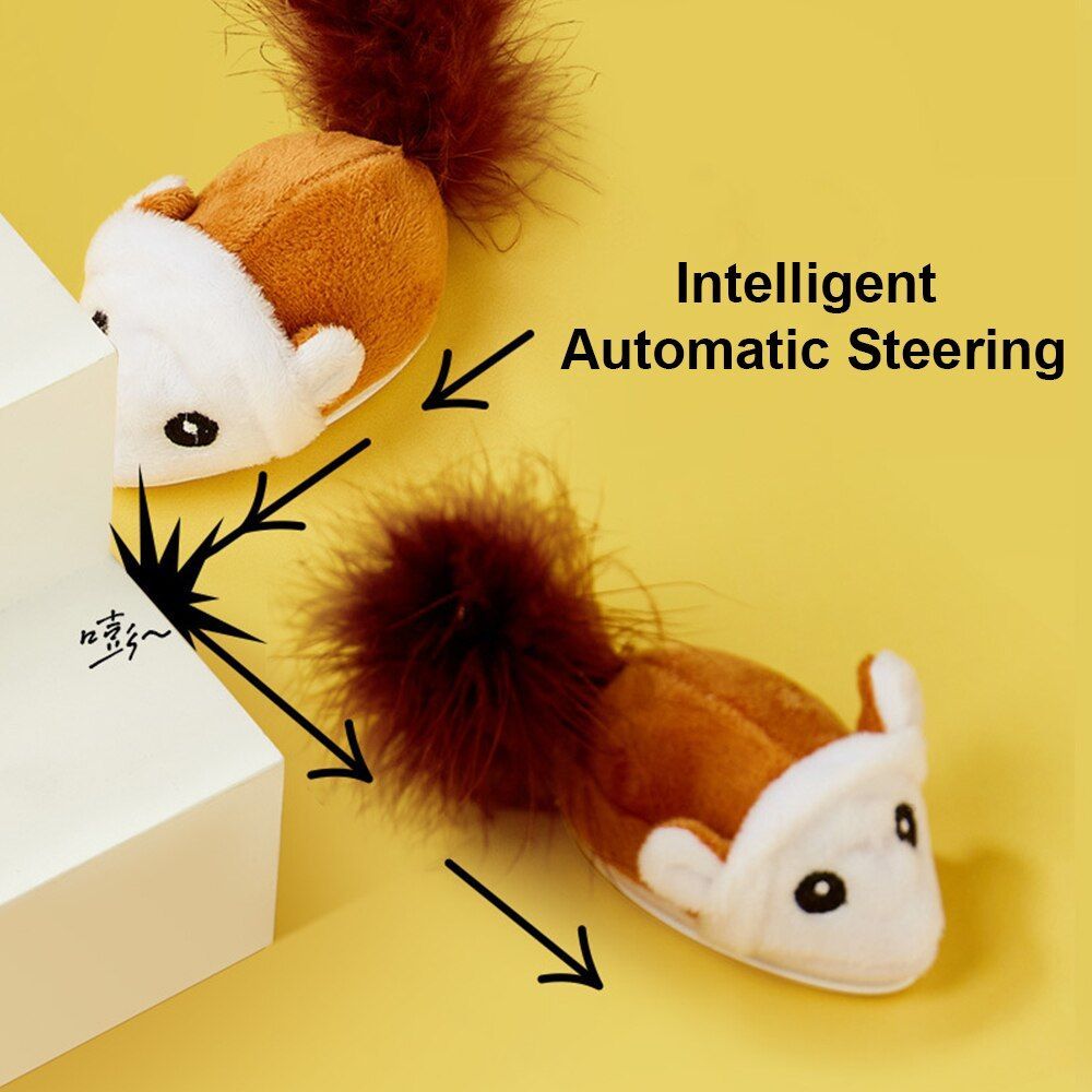 Smart Cat Toy Interactive Running Mouse Cat Teaser Feather Toys Electric Random Moving Simulation Mice Kitten Squeak Plush Toys - Jointcorp