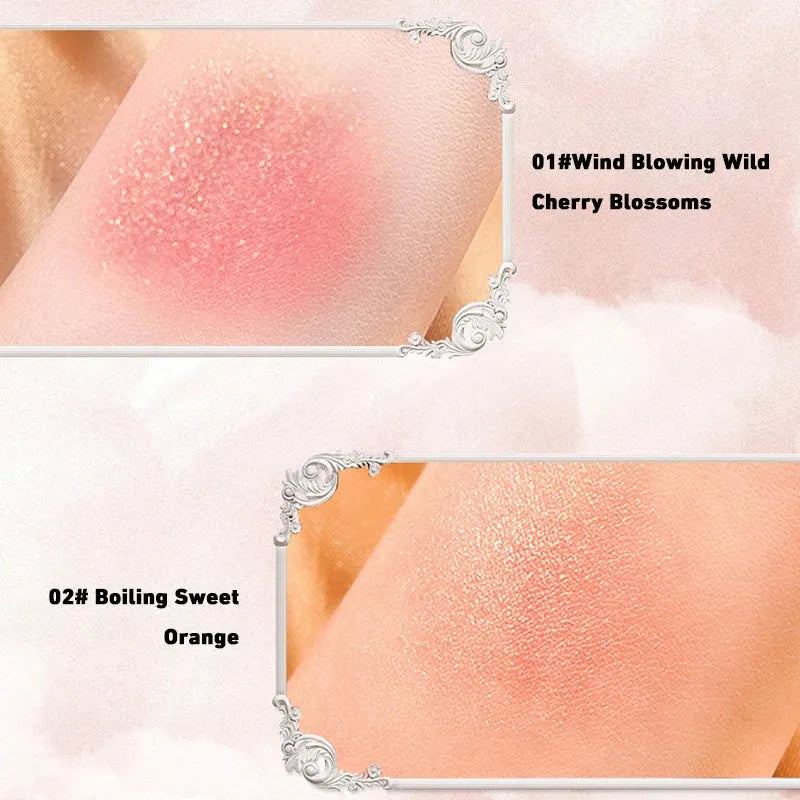 Shiny Fairy Embossed Monochrome Blush Natural Nude Beauty Makeup Blush Mineral Rouge All-in-one Blush Powder 3g