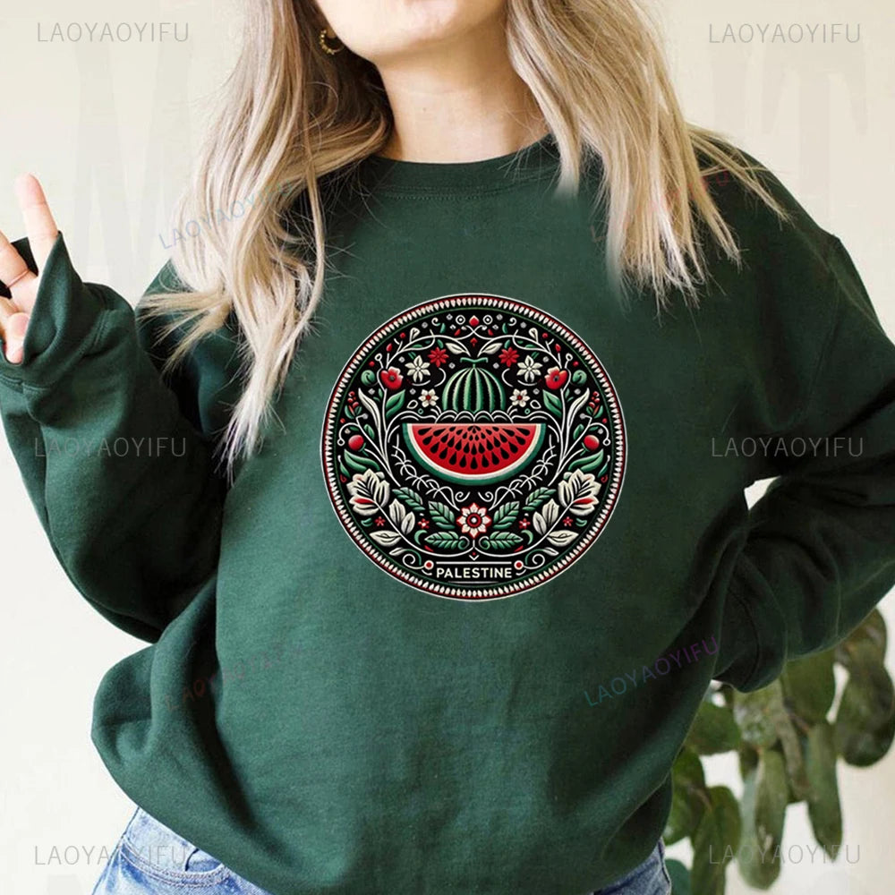 Vintage style Watermelon Graphic Sweatshirt Funny Fruit Shirt Human Rights Sweater Protest Tee Unisex Long Sleeves Sweatshirts