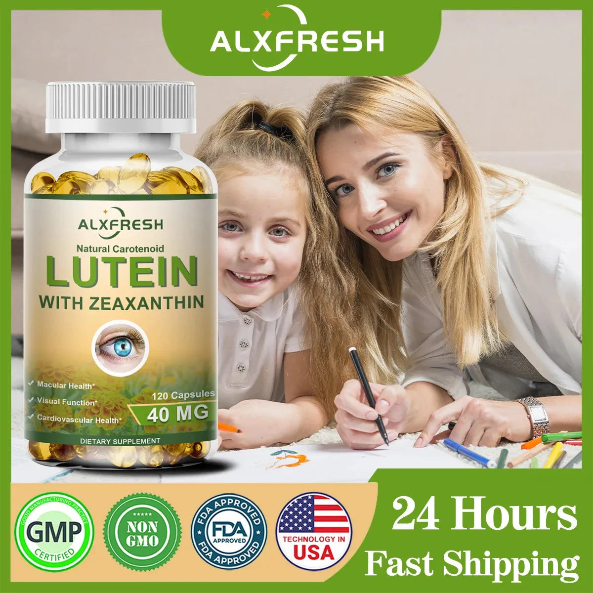 Alxfresh Lutein 40 mg With Zeaxanthin Health Supplements and Eyes Vitamins Supports Eye Strain Dry Eyes and Vision Health