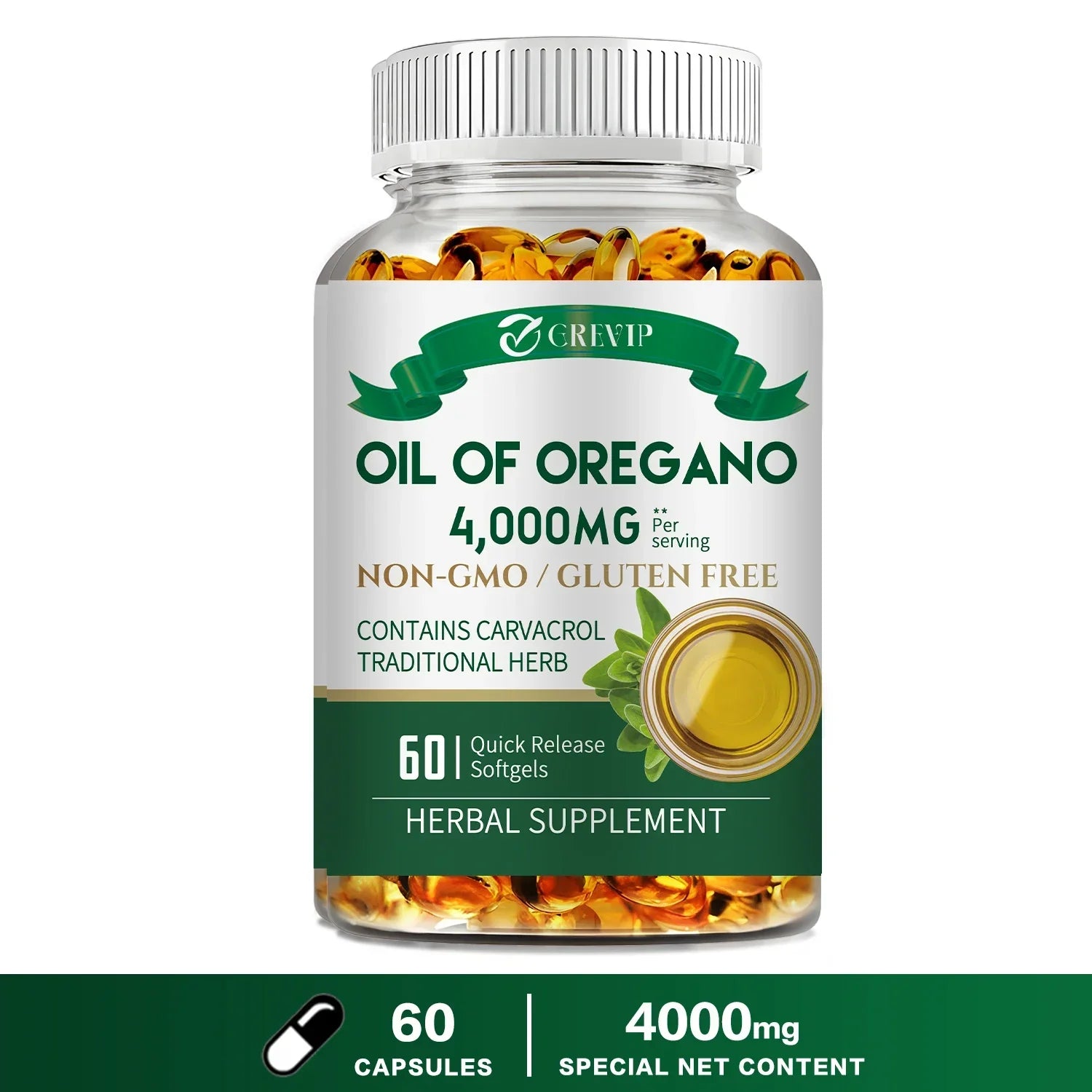 Oil of Oregano 4000mg - Relieves Bloating and Flatulence, Boosts Immunity