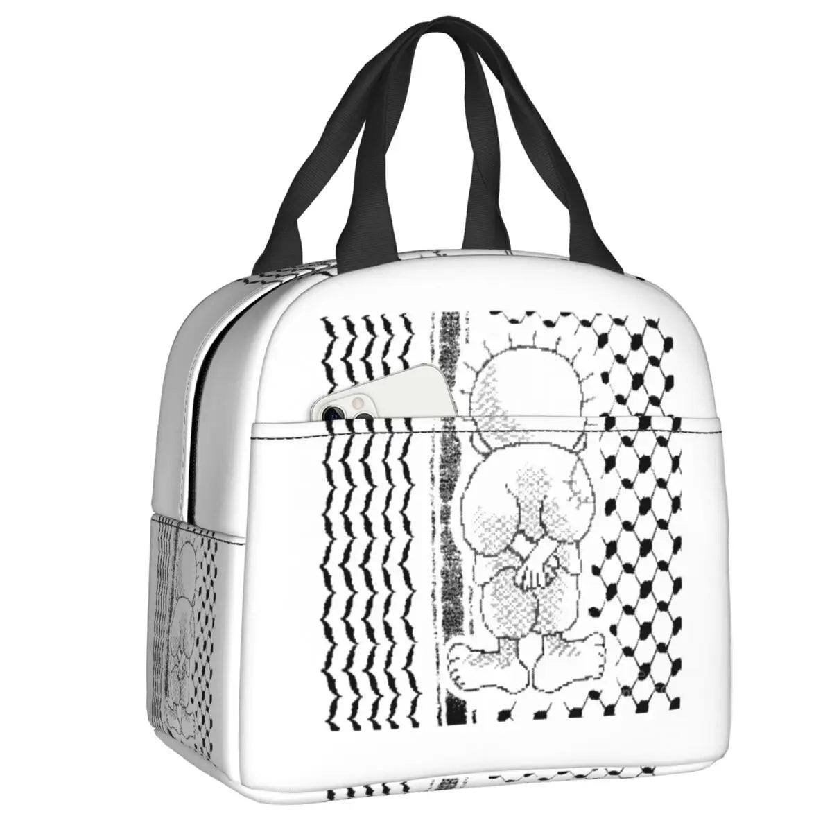 Custom Arabic Keffiyeh Traditional Pattern Lunch Bag for Portable Tatreez Embroidery Art Thermal Cooler Lunch Box Office Work