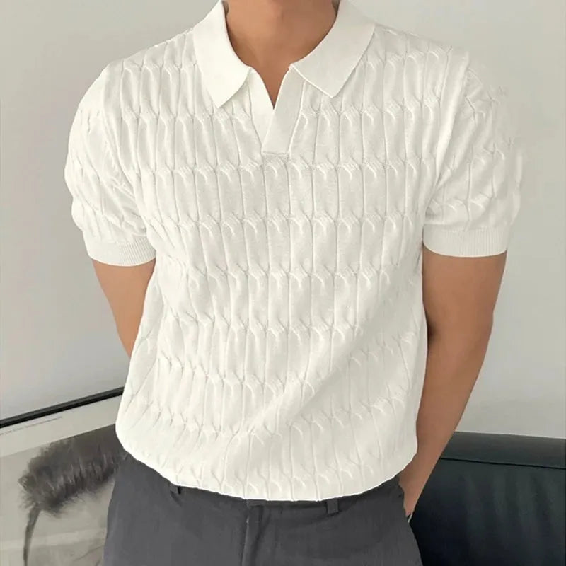 2023 New Fashion Knit Polo Shirts Men Korean Style Slim Fit  Solid Short Sleeve Top Summer Trend Premium Polos Tshitrt  For Mens